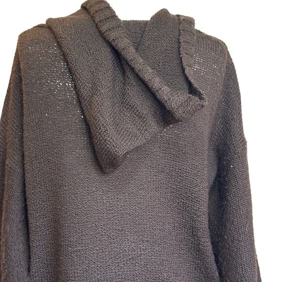 Cop. Copine Brown Patch Pocket Side Zipper Funky Sweater with Hood sz L - Picture 5 of 11